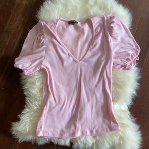 V neck puff sleeve top